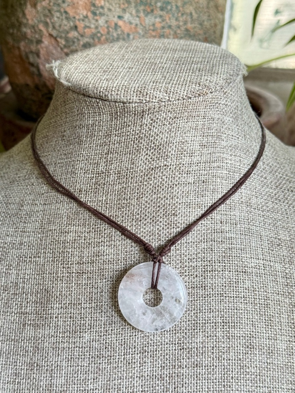 Boho Clear Quartz Crystal Donut Choker